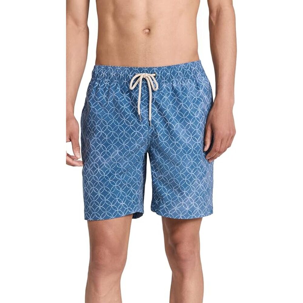 FAHERTY Mens Swimwear XXL Blue Pull On Swim Trunks Moonlight Batik BEACON 7"